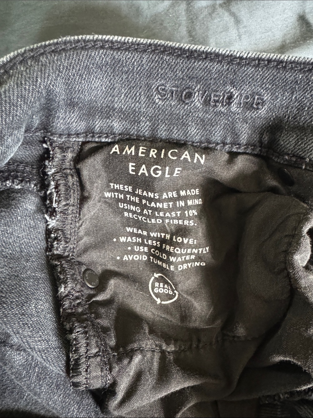American Eagle Outfitters Black/Drk Gray Strigid Stovepipe Jeans Size 000 Reg - Picture 2 of 6